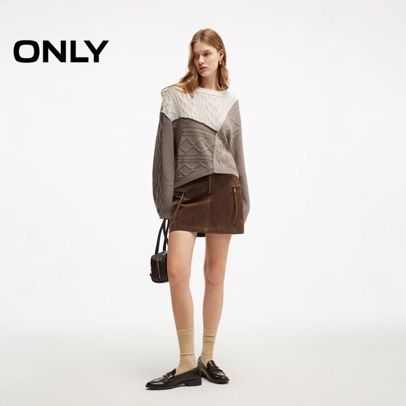 ONLY Women's Autumn 2026 Retro Color Block Cable Knit Sweater