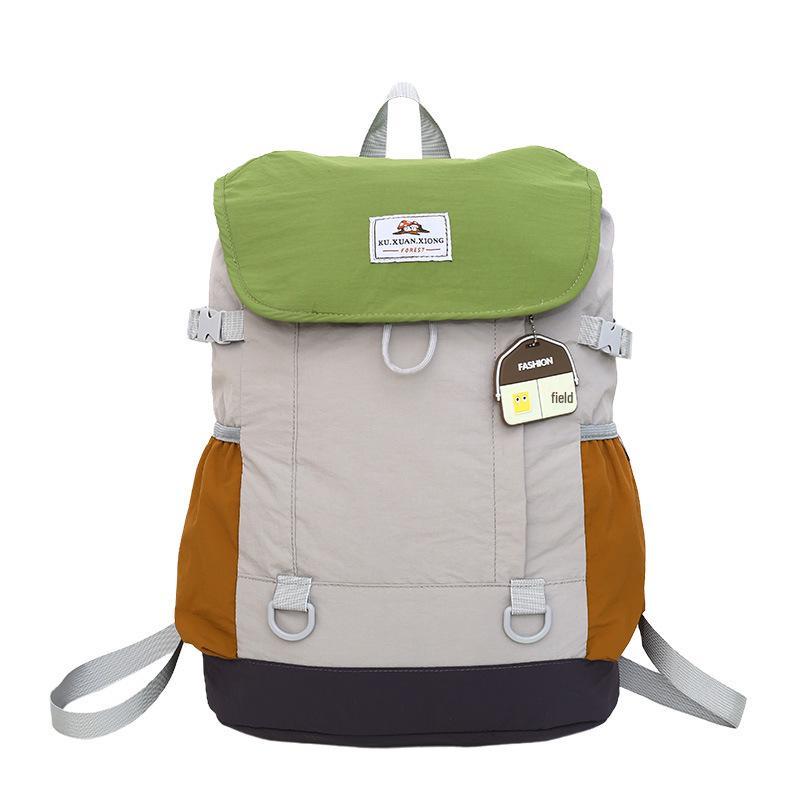 

Unisex Stylish Colorblock Backpack: Lightweight, Trendy, and Versatile Student Bookbag Small зелёный