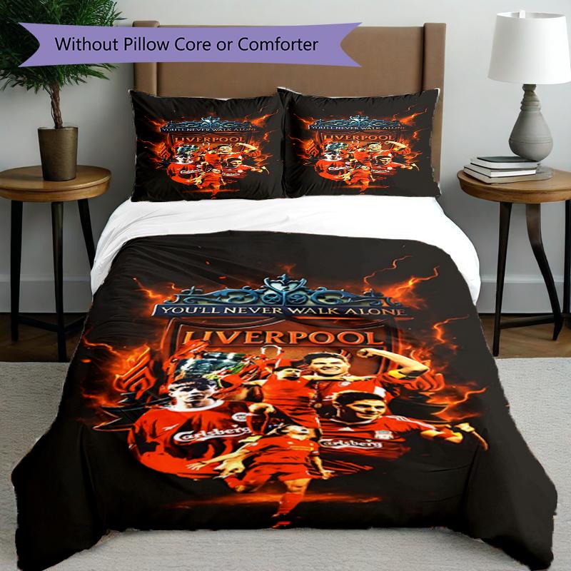 Set copripiumino 3 pezzi (1*Copripiumino + 2*Federe, Senza Nucleo),Set Biancheria da Letto con Stampa Liverpool F.C, Decorazione Camera da Letto, Per Tutte le Stagioni, Regalo di Compleanno