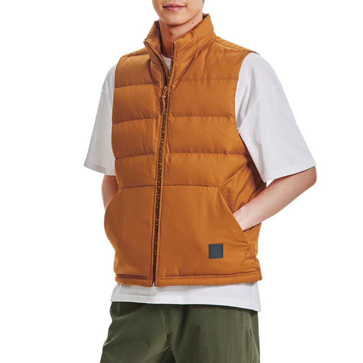 Under Armour Solid Color Loose Woven Lightweight Training Sports Down Vest Men Vests Orange 1342703-291
