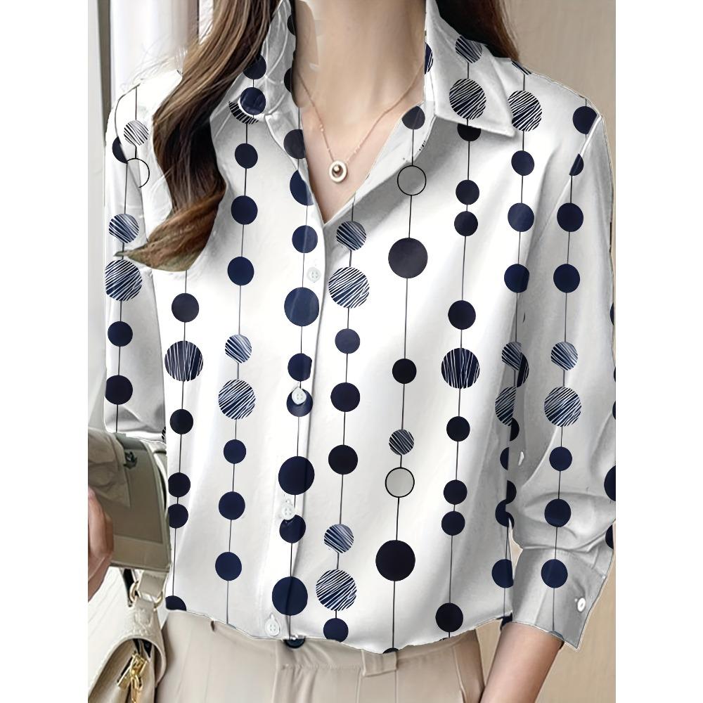 Boutique Ladies Lapel Button Shirt Elegant Temperament Long Sleeve Textured Design Shirt Ladies Daily Commuter Fashion Shirt