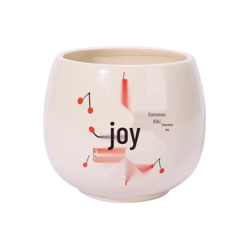 Ceramic Money Tree Succulent Vase: Peace & Joy Decorative Flower Pot for Home & Office.