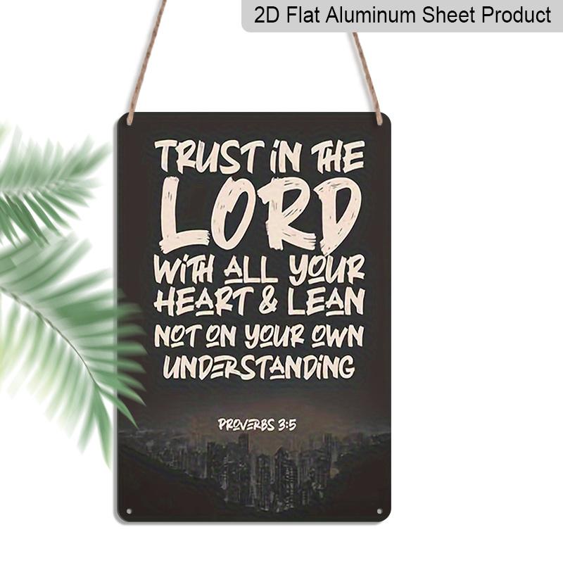 2D Flat Trust in The Lord Proverbs 3:5 Bible Verse Dark City Metal Sign - 8.0x12.0inch Aluminum Wall Art, Modern Christian Faith Home Decor 20*30cm