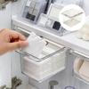 Punch-free Storage Box Organizer Transparent Under The Mirror Cabinet Cotton Stick Makeup