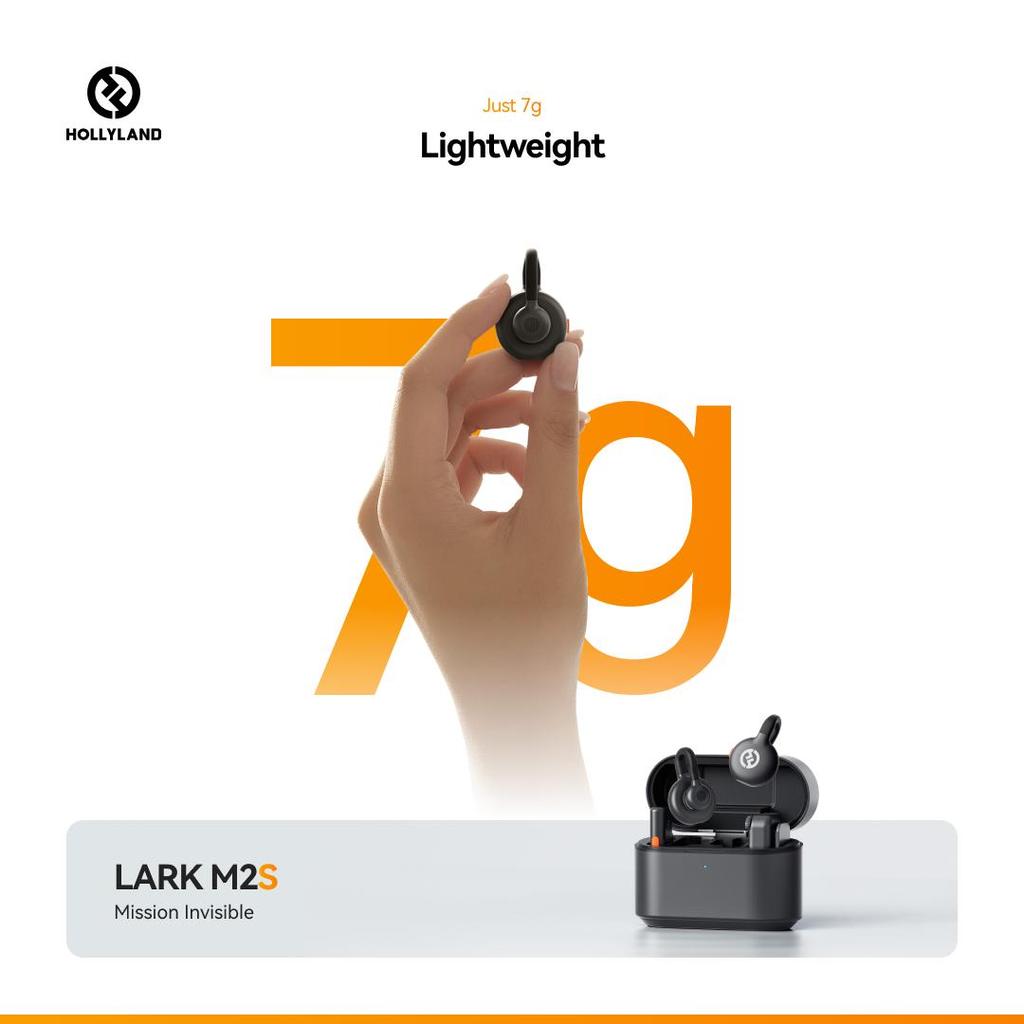 Hollyland Lark M2S Wireless Microphone with USB-C Plug for iPhoneand Android, Titanium Clip, Plug-and-Play, 300m Range, for Vlogging, YouTube