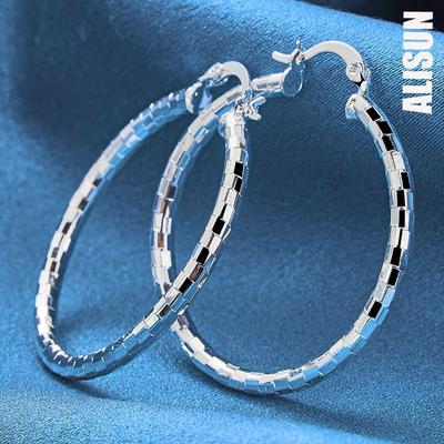 925 Sterling Silver Round Piercing Earrings Fashionable Wedding Jewelry