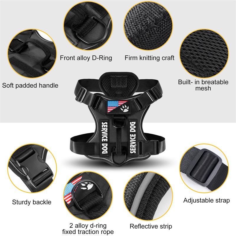 Shock Absorption Night Vision Reflective Pet Tactical Chest Strap, Dog Vest Leash, Dog Walking Leash