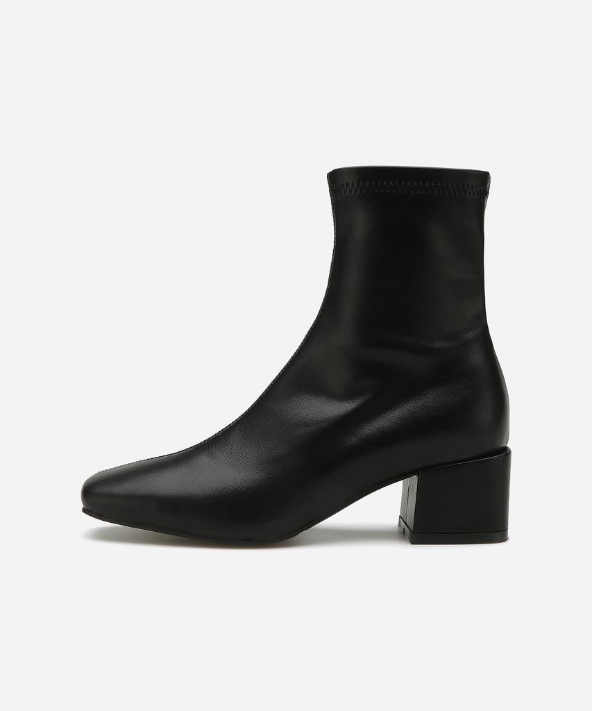 Salt And Chocolate Square Toe Curve Line Stretch Ankle Boots 412346027 (5Cm/2 Colors)