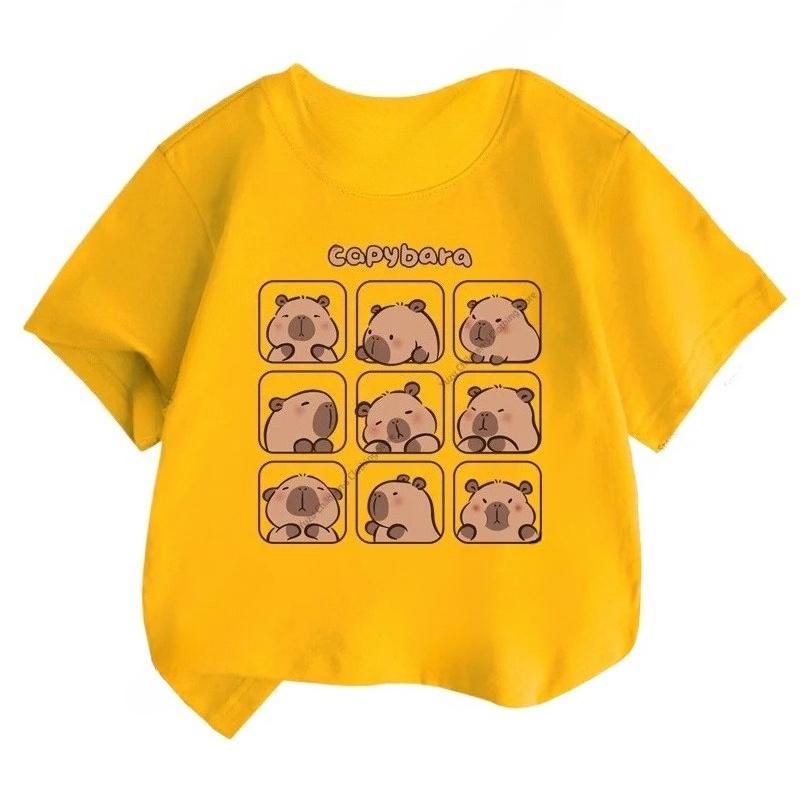 Summer New Trend Capybara Printing Cute Children's Short-Sleeved T-Shirt Cute Comfortable Versatile Boy and Girl T-Shirt