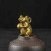 Brass Figurine Copper Lucky Rat Statue Animal Sculpture Collectibles Zodiac Pendant Rich Wealth Amulet Home Decoration