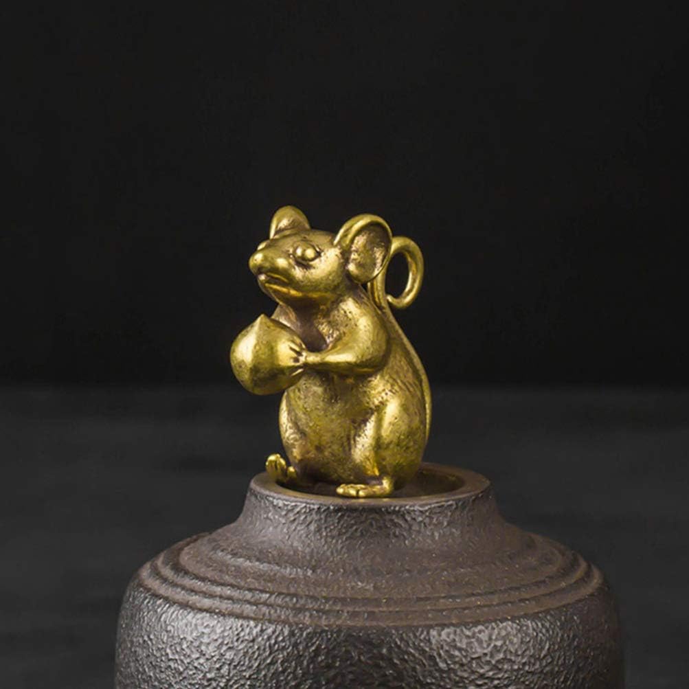 Brass Figurine Copper Lucky Rat Statue Animal Sculpture Collectibles Zodiac Pendant Rich Wealth Amulet Home Decoration