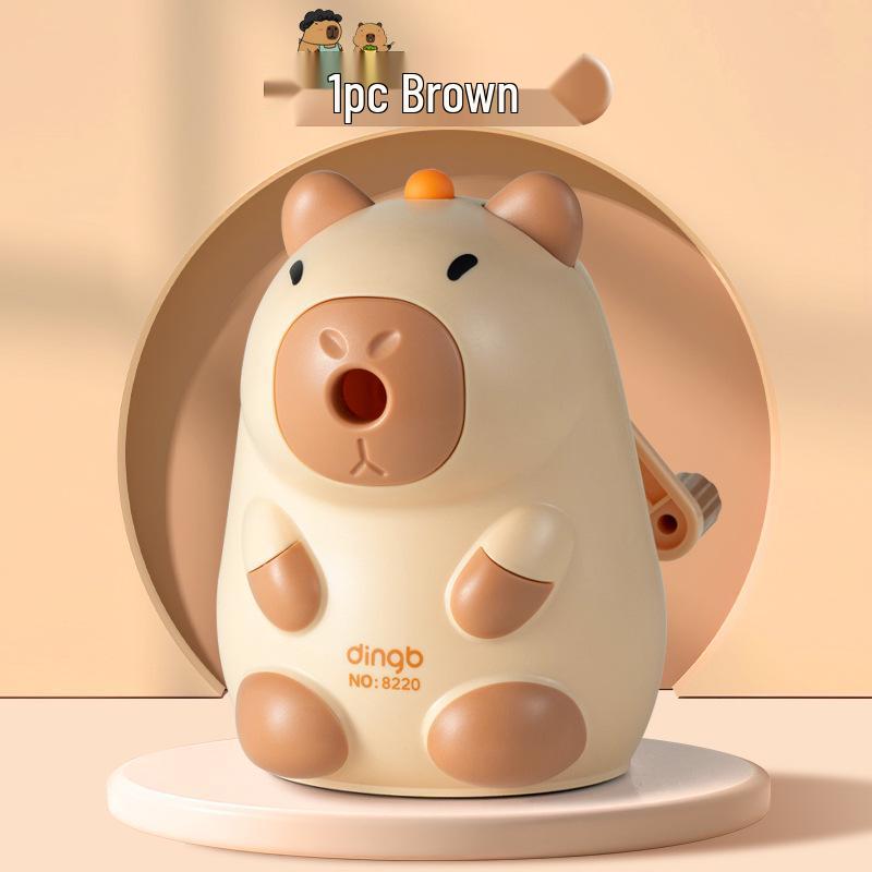 Xiaomeng Capybara Hand-Crank Pencil Sharpener with Automatic Lead Advance - Cute and Boxed, Perfect for Kids' Gifts