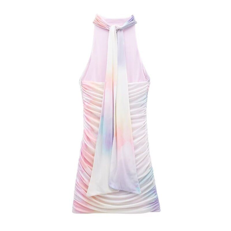 Fashion Style 2024 Summer New Arrival Women's Clothing Stylish Print Silk Net Short Dress 3071001 050