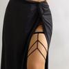 Gothic Boho Black Elastic Band Leg Thigh Chain for Women Summer Vintage Sexy Multilayer Adjustable Body Jewelry Dress Decorate