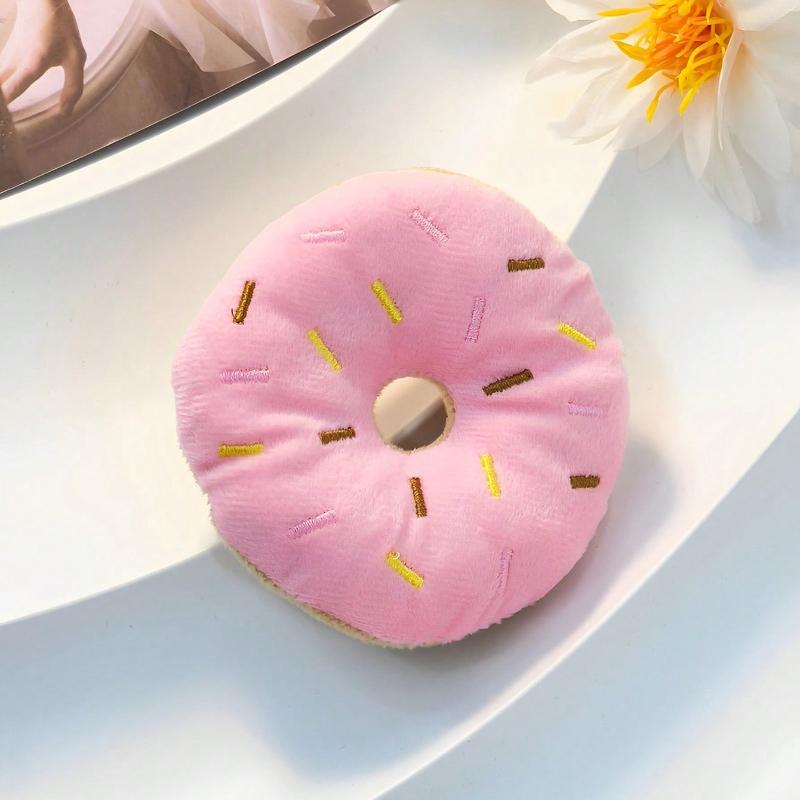 1pc Realistic Donut Shaped Squeaky Plush Dog Toy – Soft Sound Emitting Chewable Pet Toy, Interactive Boredom Relief for Puppies and Small Dogs