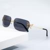 2026 New Rimless Rectangular Butterfly Sunglasses Retro Metal Frame Women’s Street Style Diamond-Encrusted UV400 Shades Eyewear