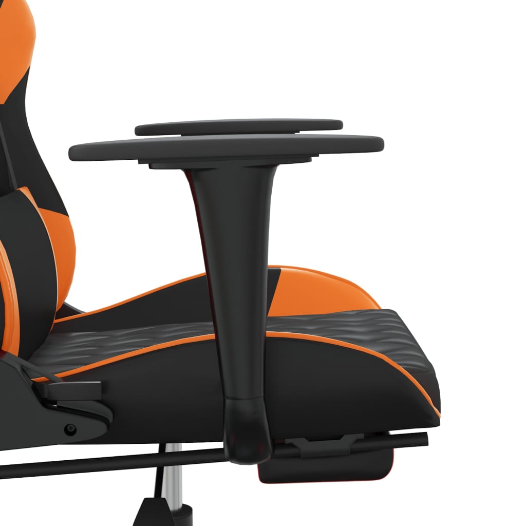 Gaming Chair with Footrest Black and Orange PU Leather