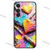 Zestaw Farb Wodnych Paleta Malarska Etui na Telefon Dla Samsung Galaxy A20,21s,22,31,32,52,53,72,73,80,91 Miękki Płynny Silikon Czarna Osłona