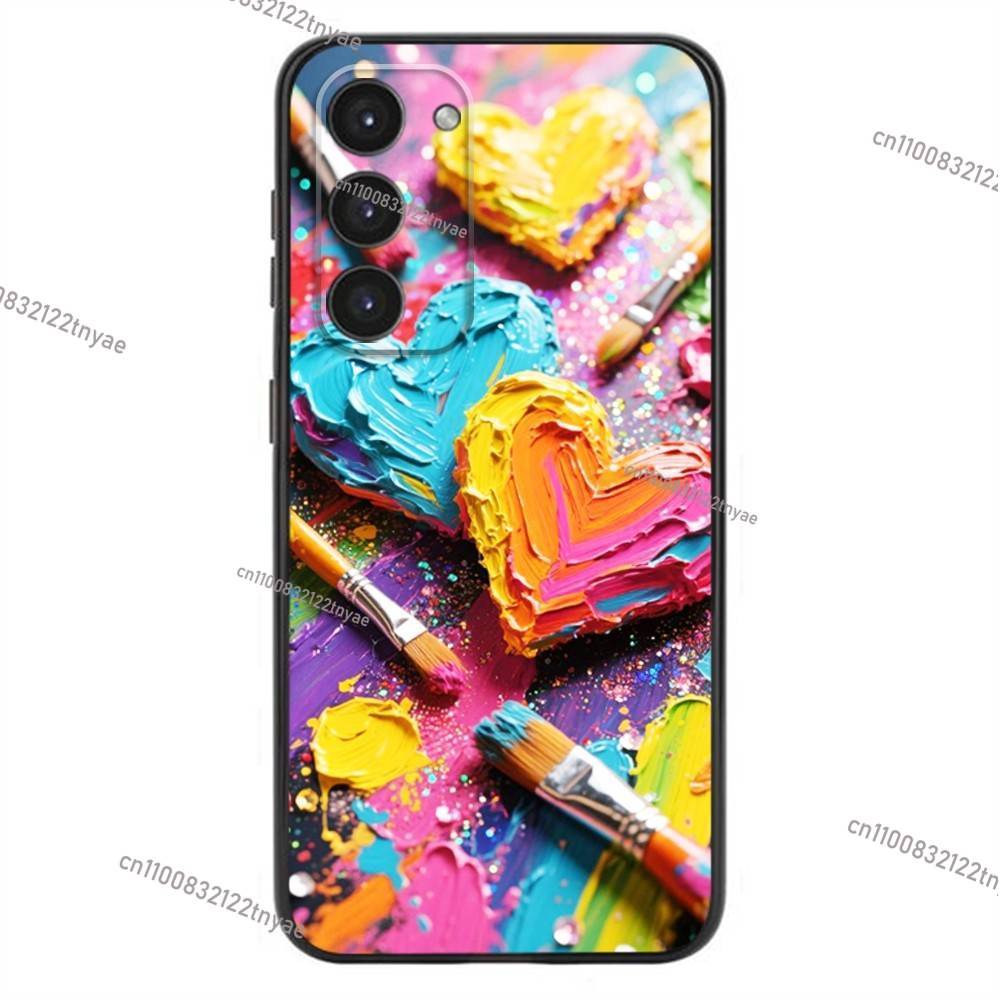 Zestaw Farb Wodnych Paleta Malarska Etui na Telefon Dla Samsung Galaxy A20,21s,22,31,32,52,53,72,73,80,91 Miękki Płynny Silikon Czarna Osłona