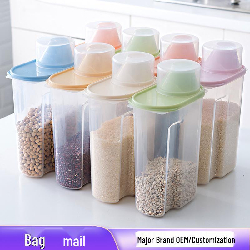 Zásobník na obilí a cereálie, plastová nádoba na skladování potravin pro suché zboží a krmivo pro psy.