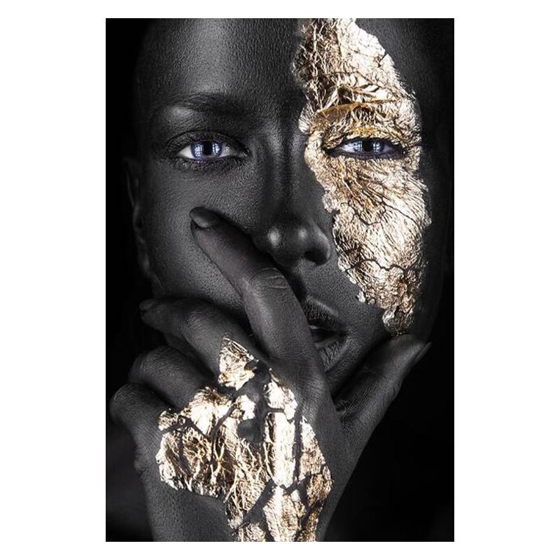 

Черная девушка с серебряными глазами, картины на холсте на стене, художественные постеры и принты, африканская женщина, художественные картины, украшение для дома 20x30cm