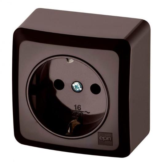 Berg Single Socket Schuko N/T 2P+Z 16A Brown 3737-05