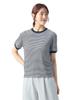 Beams Heart Tee Waffle Striped Pullover Navy One Size S/S Women's
