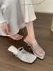 Fashion Slip On Elegant Outdoor Slippers Summer Designer Narrow Band Wedges Heel Women Slippers Casual Outdoor Dress Ballet Mules Shoes