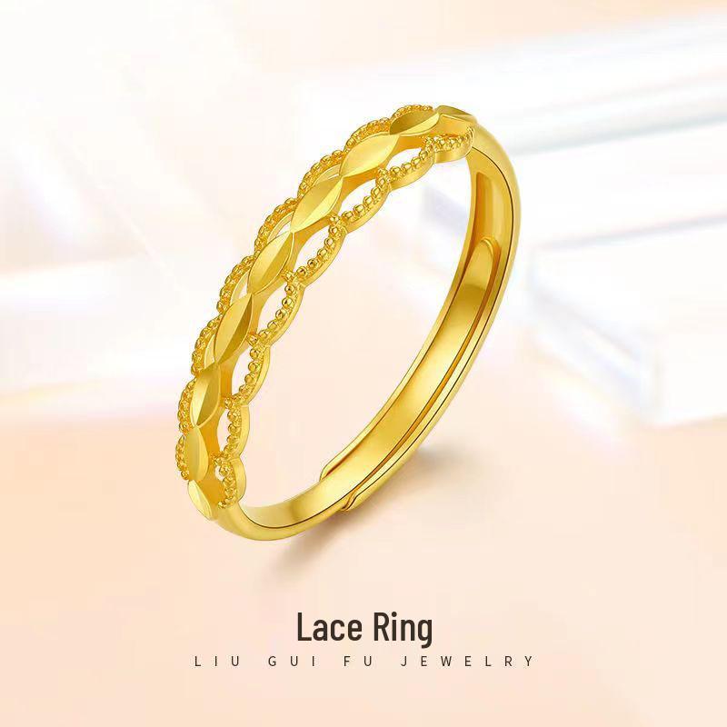 Elegant Rose Gold Lace Adjustable Ring for Women – Unique Design, Perfect Gift for Girlfriend. Adjustable Opening