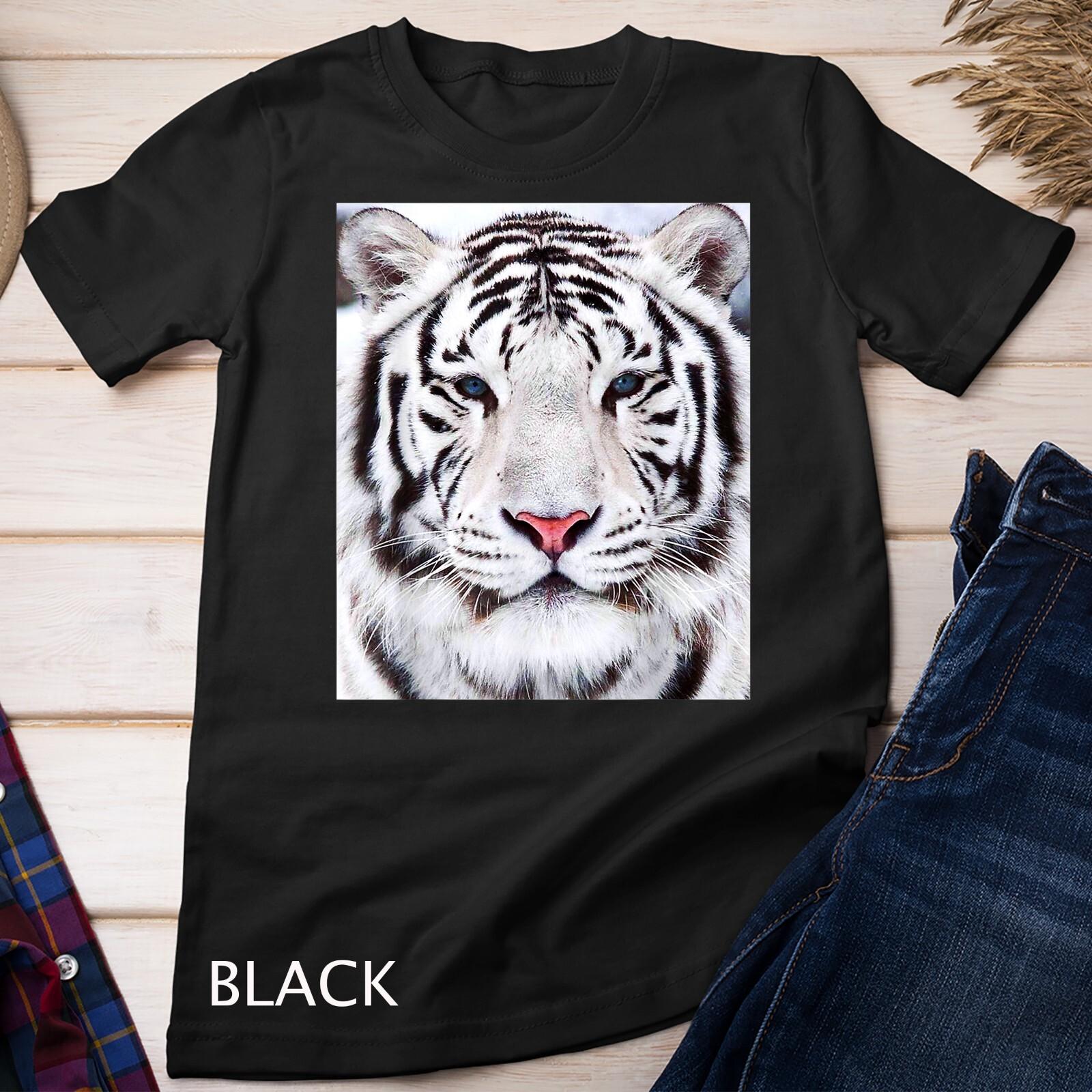 Wild White Tiger T Shirt Mens Womens Tees Top, Leopard Tiger Graphic Design Unisex T-Shirt Mens Womens Tees Top XL