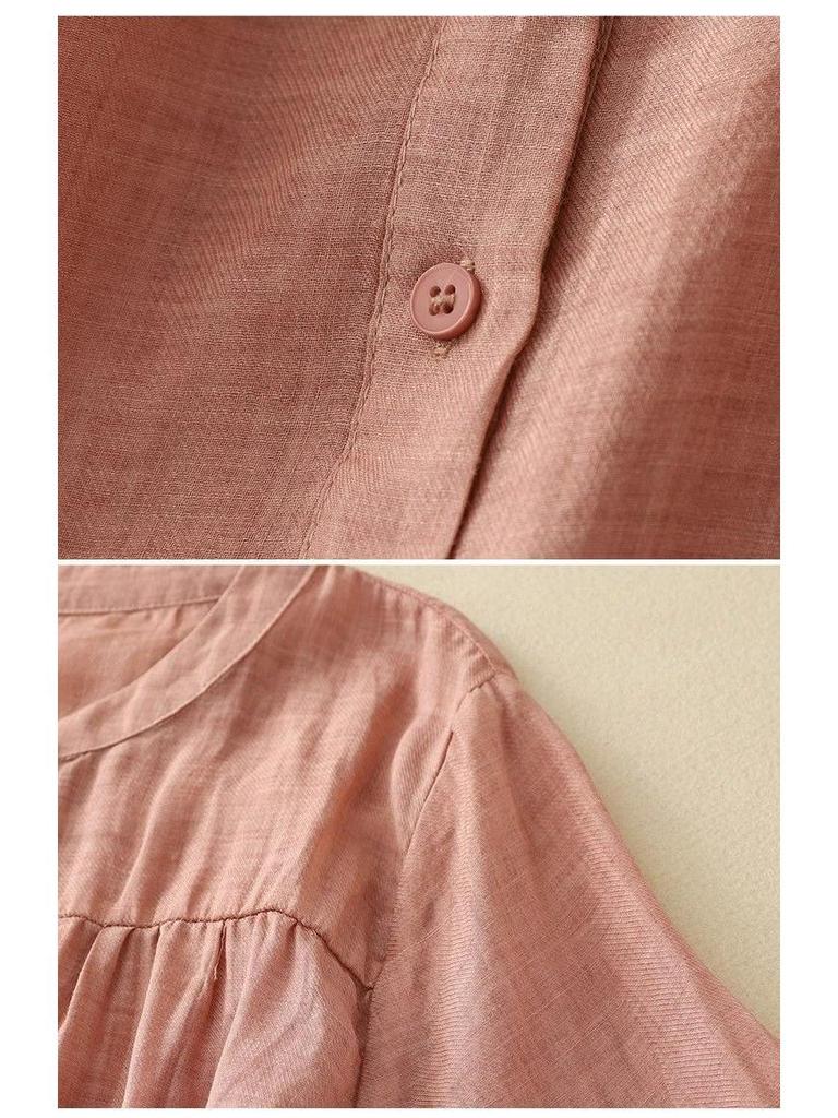 Versatile Women's Seven-Sleeve Cotton Linen Summer Blouse