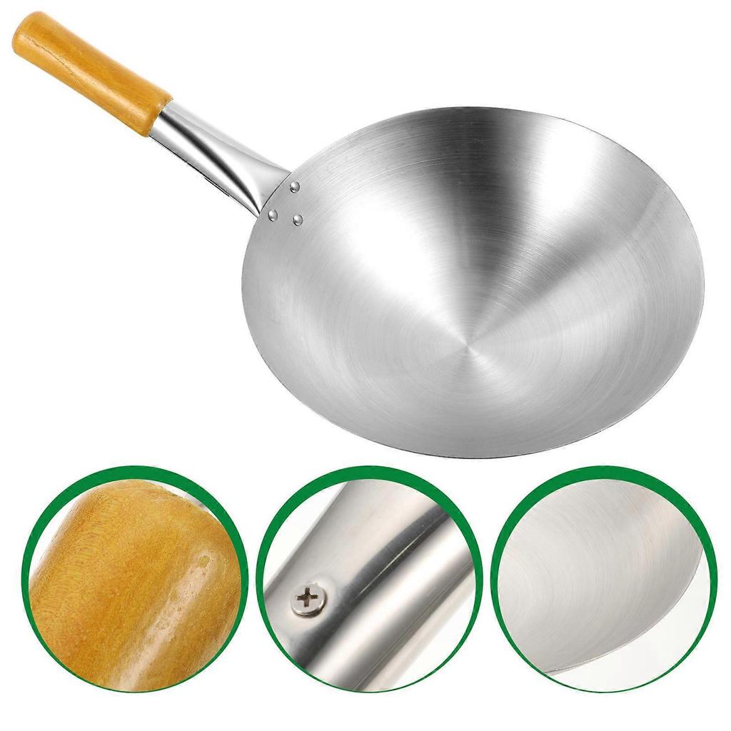 Household Frying Wok Pan Convenient Vegetable Fry Wok Stainless Steel Frying Wok