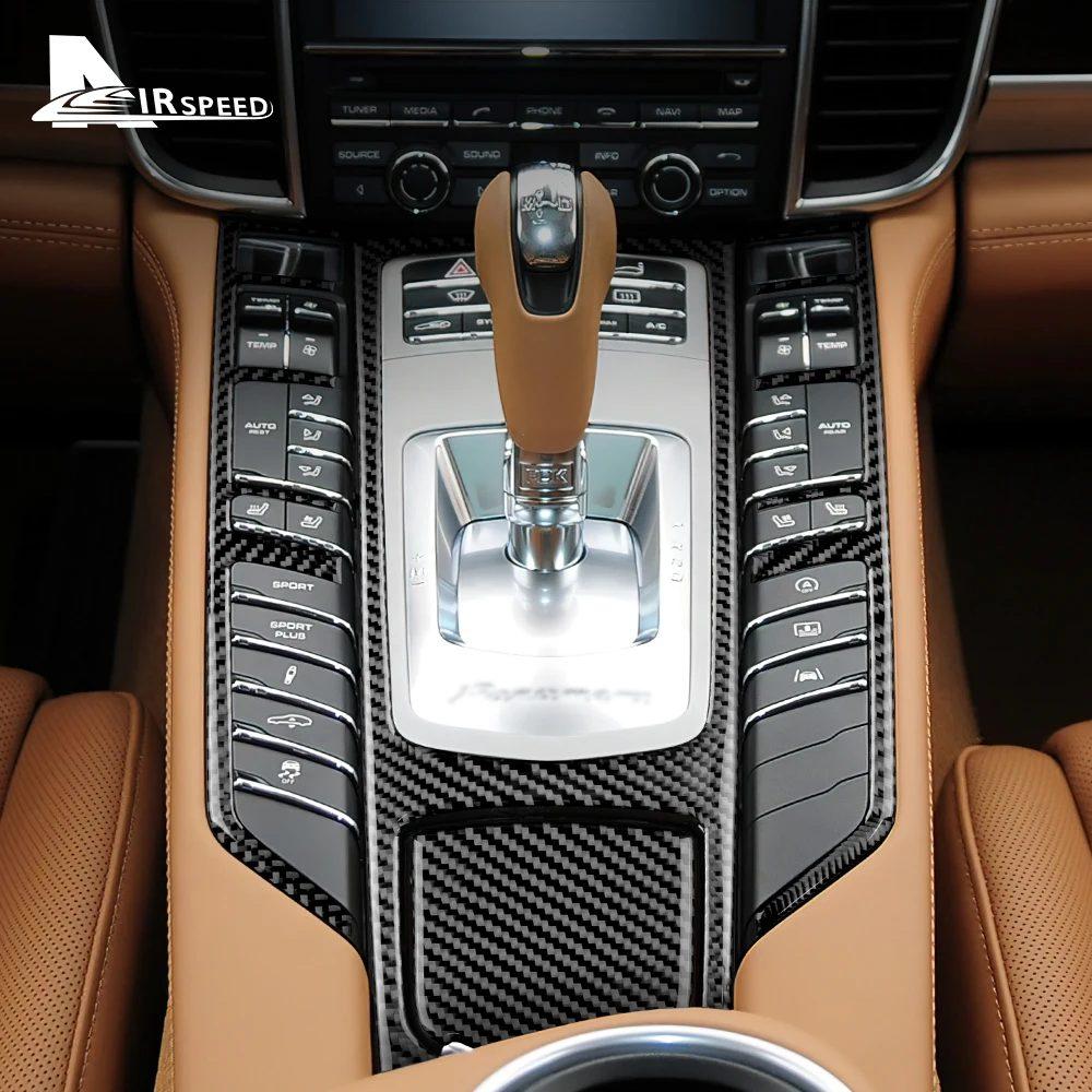 Autocollant en fibre de carbone véritable pour Porsche Panamera 2010 2011 2012 2013 2024 2015 2016 Panneau de commande central de voiture, panneau de vitesse, garniture intérieure