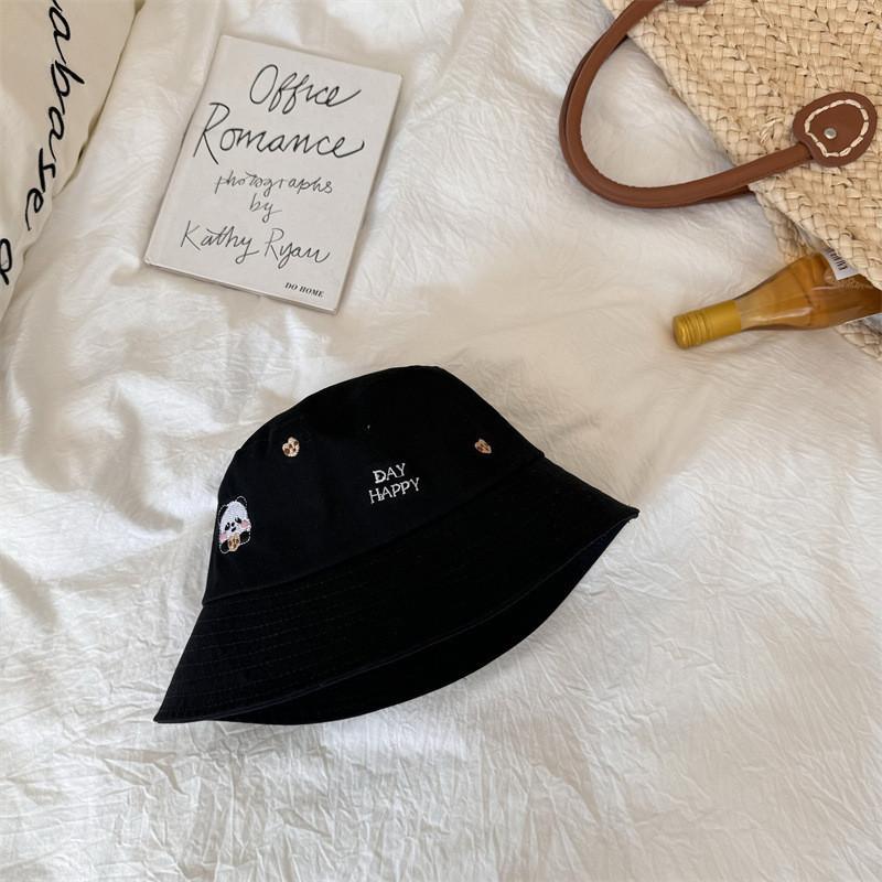 Cute Bear Embroidered Fisherman Hat For Women Summer Sun Protection Hat Casual Bucket Hat Men