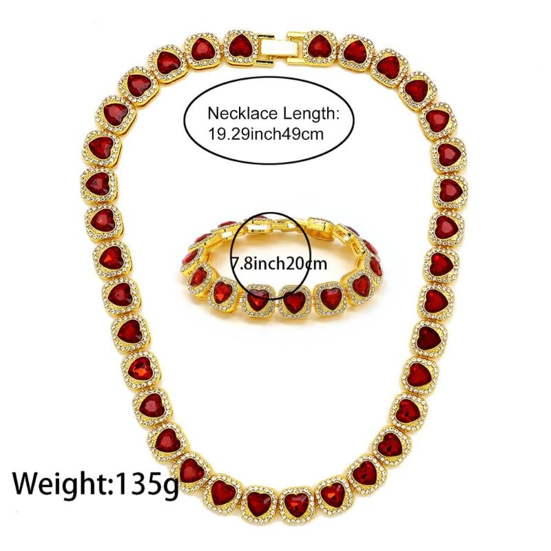 Link Bracelet Set Sparkling Necklace and Bracelet Set Men Hip Hop Jewelry Set Alloy Texture Suitable for Any Occasion