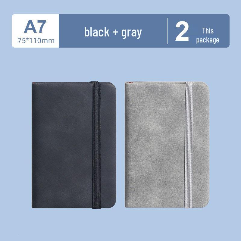 A7 Mini Pocket Notebook with Thick Leather Cover - Retro and Simple Design