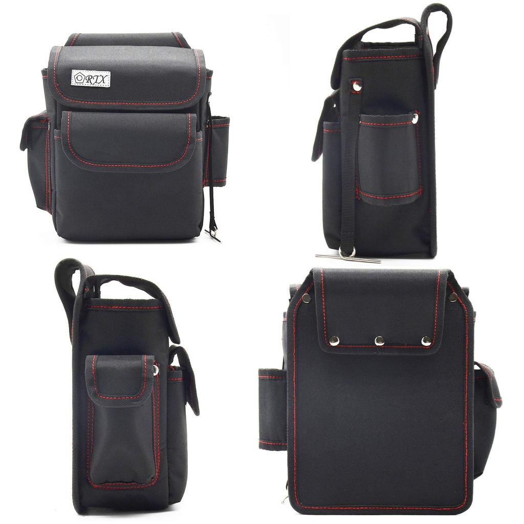 Elektriker-Hüfttasche, Nageltasche mit Deckel, Werkzeughalter, zweistöckig, mit Bandmaßhaken