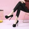 Fashion Sexy Pumps Women Shoes 2025 High Heel Peep Toe Platform High Heels Wedding Shoes Woman Suede Black Ladies Heels Shoes