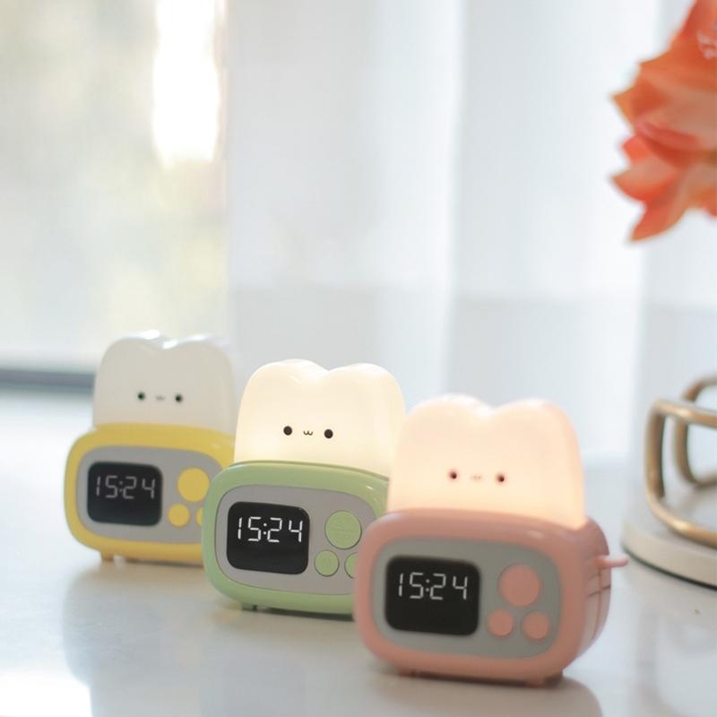 Bread Machine Shaped Alarm Clock Lamp Glowing Led Light Ornament for School Office Dormitory Holiday Decoration