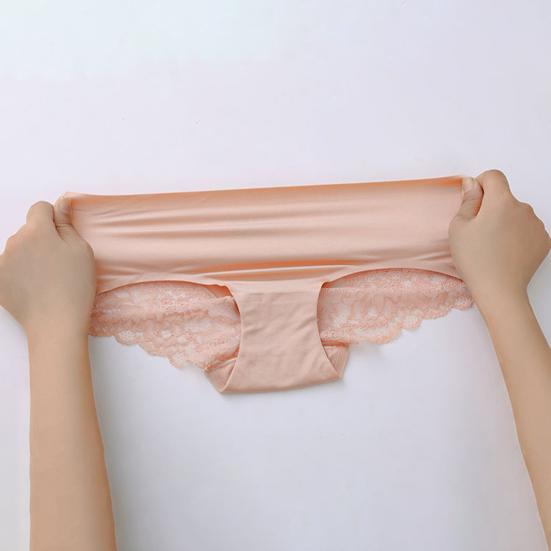 Seamless Underwear for Women Silky Invisible Hipster Briefs Mid Rise Lace Satin Stretch Bikini Panties