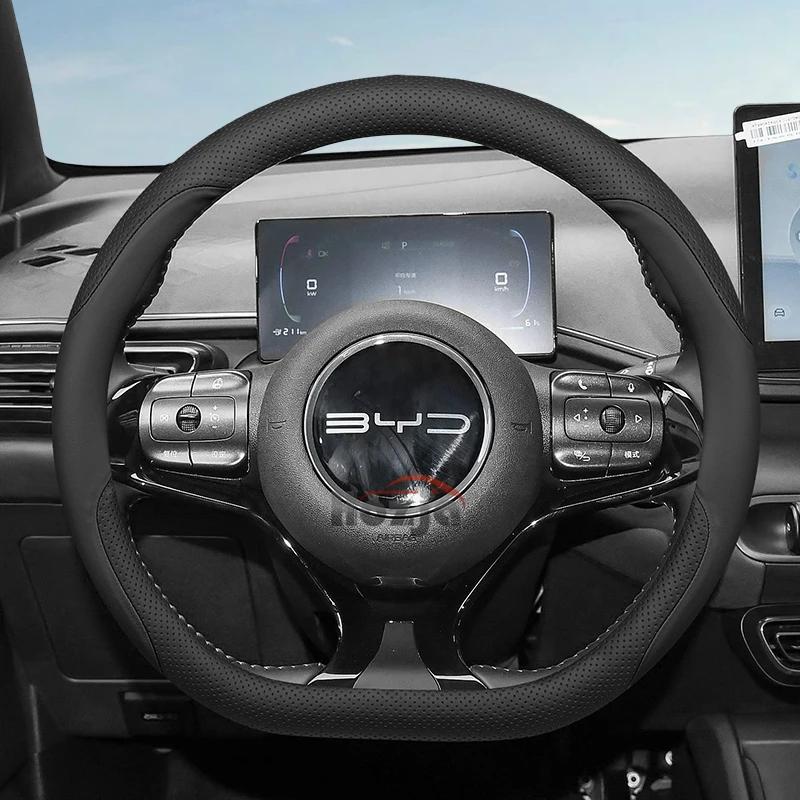 Leder Lenkradbezug für Auto für BYD Atto 3 Yuan Plus TANG Song plus 2022 2023 2024 2025 Kein Nähen von Hand erforderlich Zubehör