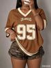 Fashion Casual Women's Los Angeles NO.95 Print Short Sleeve T-Shirt Summer Tee Baseball Jerseys Loose Women's Sport Tops Tee