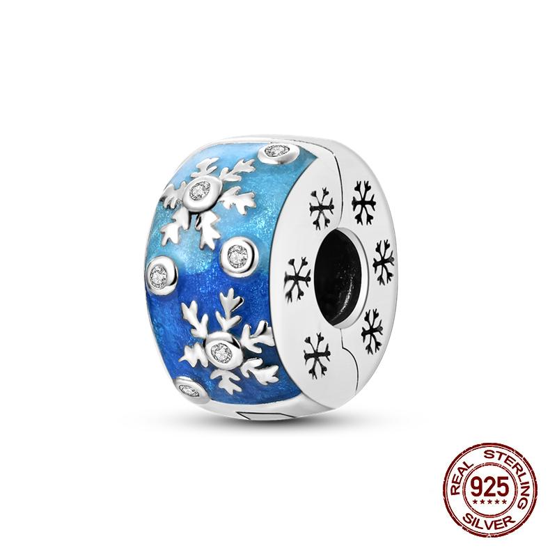 Original 925 Silver Charms Beads Winter Snowflake Snowman Igloo Penguin Pendants Fit Bracelet Charms Women Jewelry Gift