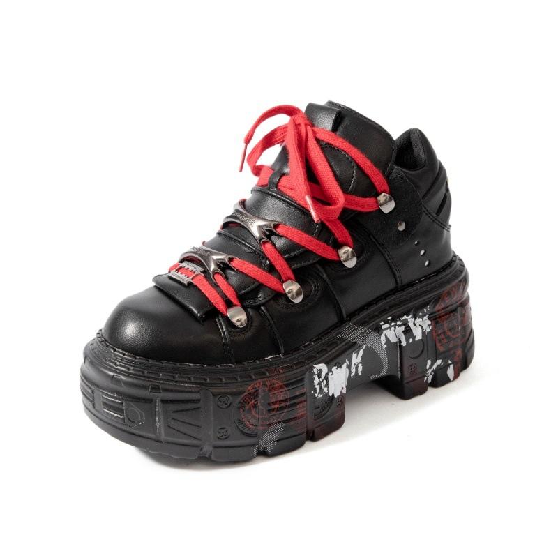 Retro Spanish Tank Sole Metal Platform Small Leather Dark Punk Muffin Bottom Street Shot Heightening Single Shoes