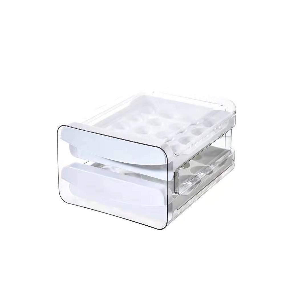 

Refrigerator Egg Storage Organizer Fridge 2-Layer Holder Drawer Type Stackable Bins Clear Plastic Box Crisper Shelf