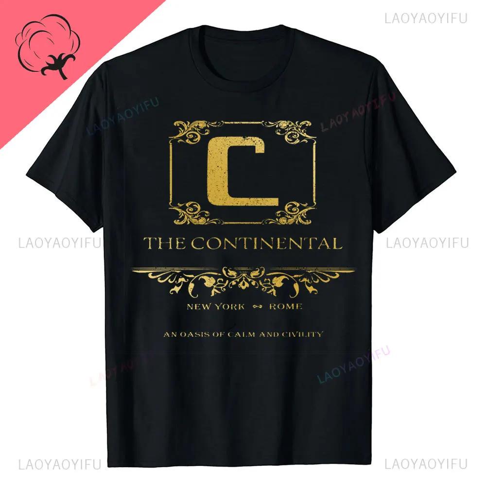John Wick Movie Printed T Shirt Continental NYC Adult Short Sleeve Action Thriller Vintage Style Graphic Oneck Summer Tees