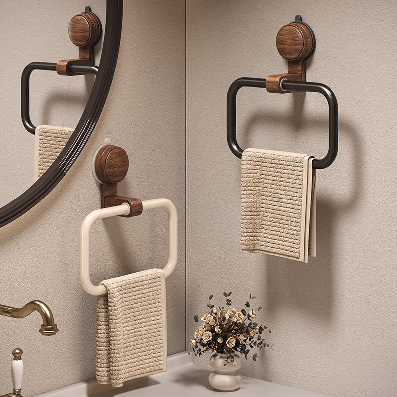 Adhesive Bathroom Wall Towel Rack Non-drilling Towels Holder Wooden Towel Hanger Without Drilling Modern Bathrooms Accessories