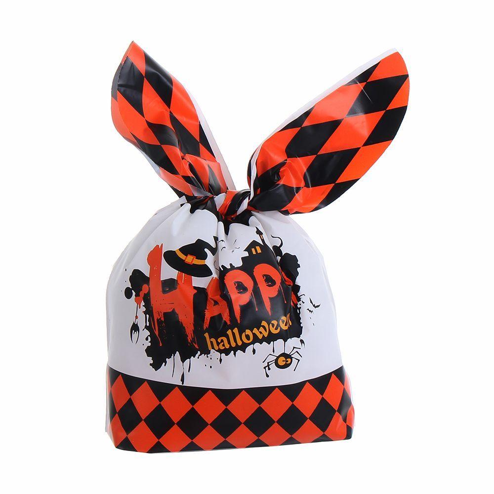 50Pcs Bat Party Supplies Pumpkin Cookie Bag Baking Packaging Halloween Candy Bags Rabbit Ear