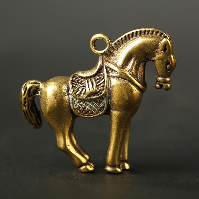 Keychain Pendant Ring Hanging Souvenir Toy Ornament Vintage Brass Horse