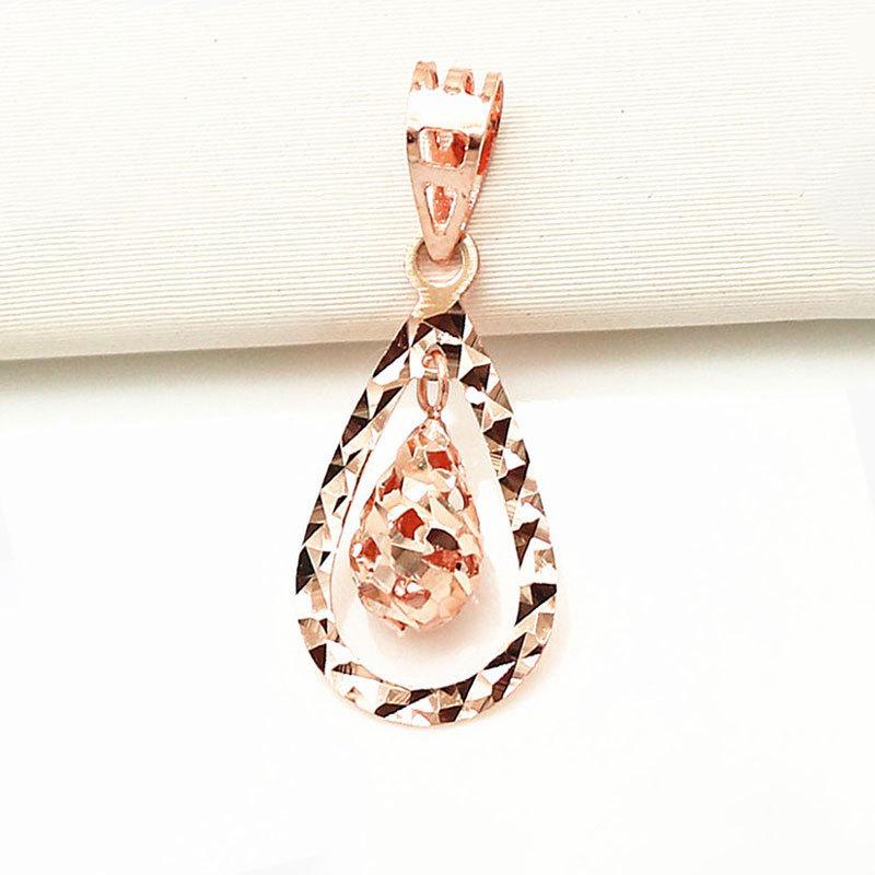 

Exquisite Colored Gold Russian Purple Gold Drop-Shaped Pendant 585 Rose Gold-Plated Collarbone Chain Exquisite Temperament Pendant
